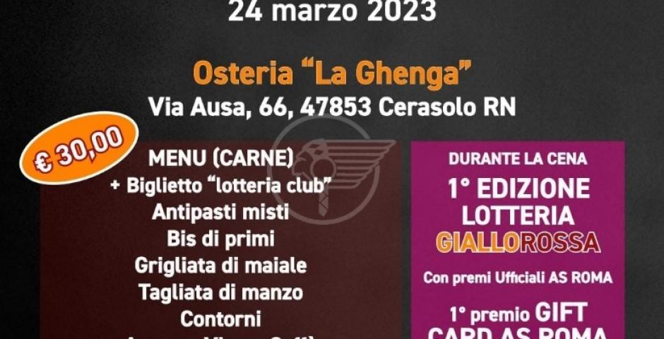 Il "Roma Club" organizza la prima edizione della "Cena Giallorossa" Il "Roma Club" organizza la prima edizione della "Cena Giallorossa"