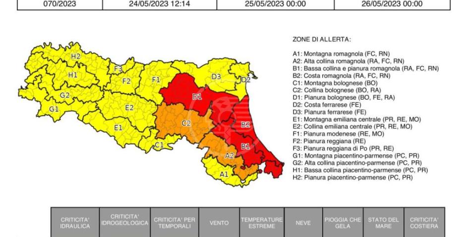Allerta meteo, prevista per giovedì 25 maggio. Codice “rosso” per criticità idraulica e “giallo” per rischio idrogeologico e criticità per temporali Allerta meteo, prevista per giovedì 25 maggio. Codice “rosso” per criticità idraulica e “giallo” per rischio idrogeologico e criticità per temporali