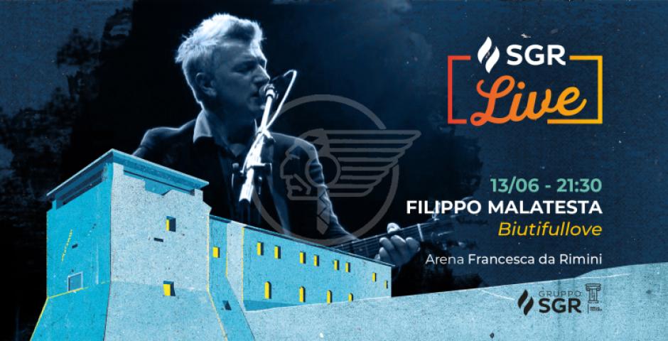 Filippo Malatesta apre il programma di "Sgr Live" all'arena Francesca da Rimini Filippo Malatesta apre il programma di "Sgr Live" all'arena Francesca da Rimini