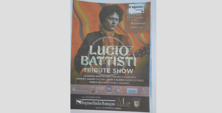 “Lucio Battisti Tribute Show", venerdì 4 agosto in Piazza Fontanelle “Lucio Battisti Tribute Show", venerdì 4 agosto in Piazza Fontanelle